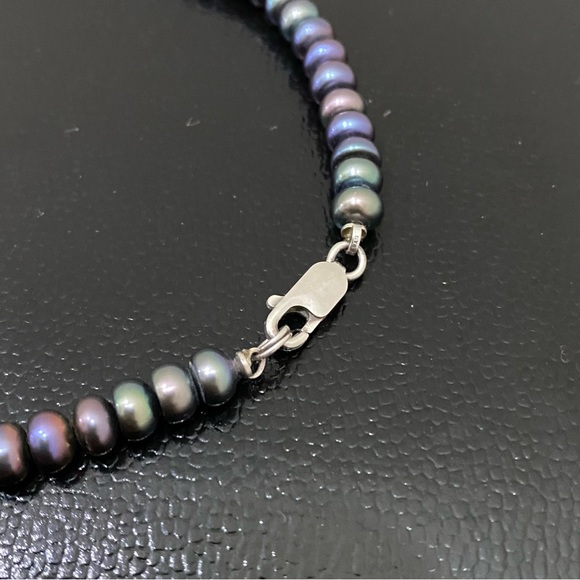 Vintage Peacock Freshwater 4mm Seed Pearl Sterling Silver Clasp Choker Necklace - Picture 8 of 13